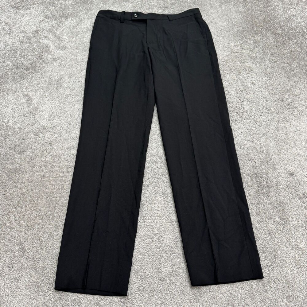 Ted Baker Jefferson 100% Wool Suit Dress Pants Men 30R Black Flat Front Lined